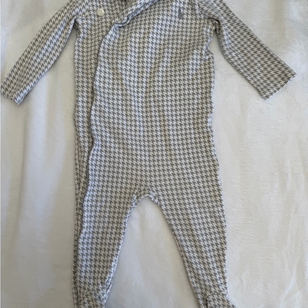 Polo By Ralph Lauren Kids Gray Houndstooth Footie